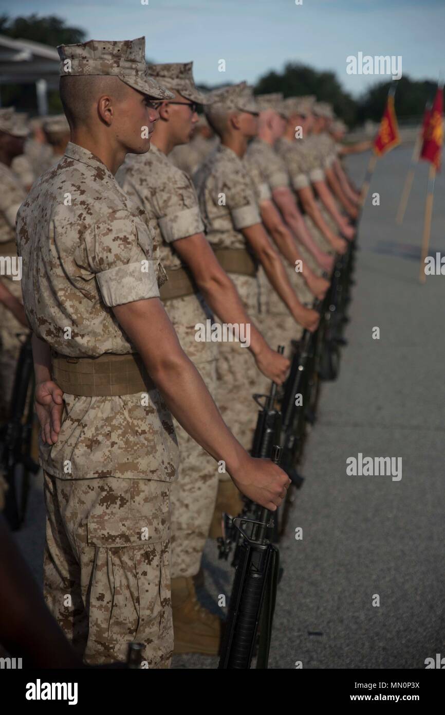 U.S. Marine Corps Recruits Of Alpha Company, 1st Recruit Training ...