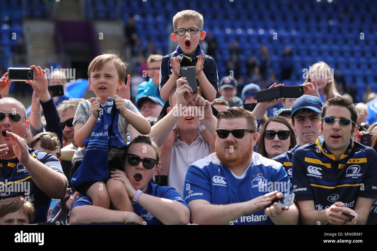 Leinster supporters during the homecoming parade at Energia Park, Donnybrook. Stock Photo