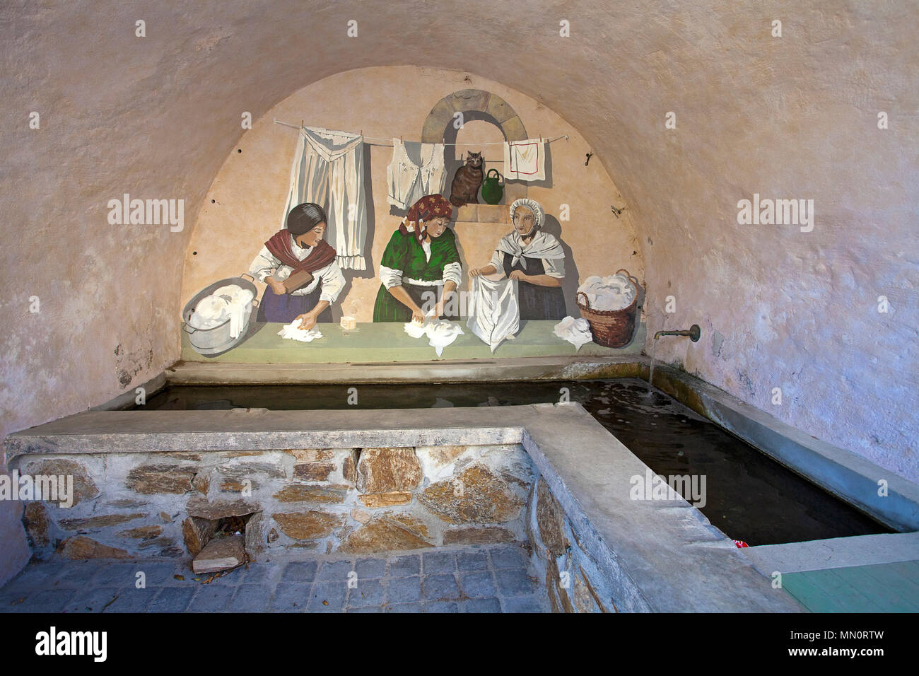 Old historic public laundry place at village Ramatuelle, Cote d'Azur,  Département Var, Provence-Alpes-Côte d'Azur, South France, France, Europe  Stock Photo - Alamy