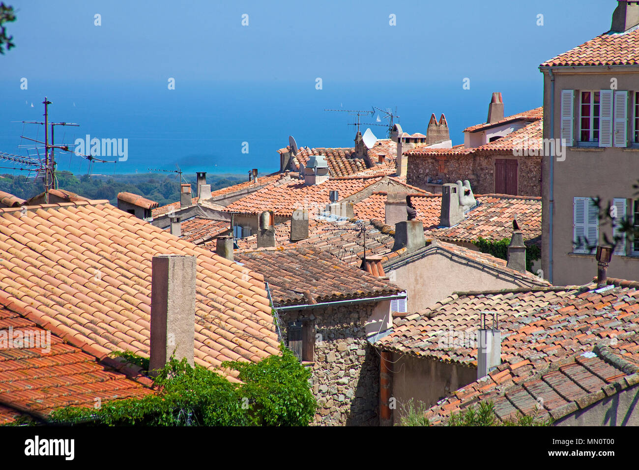 Houses at village Ramatuelle, Cote d'Azur, Département Var, Provence-Alpes-Côte d’Azur, South France, France, Europe Stock Photo
