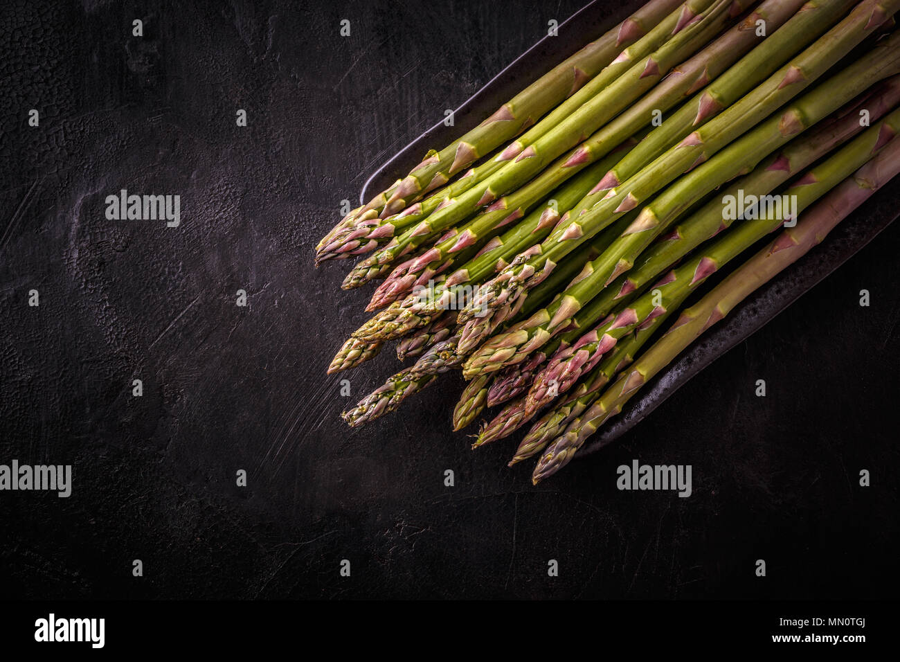 Bunch of green asparagus, top view Stock Photo