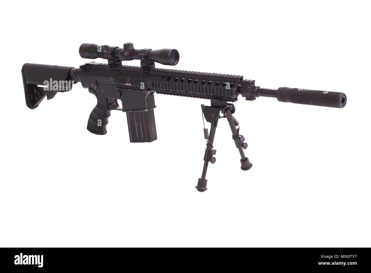 sniper rifle with bipod isolated on a white background Stock Photo - Alamy
