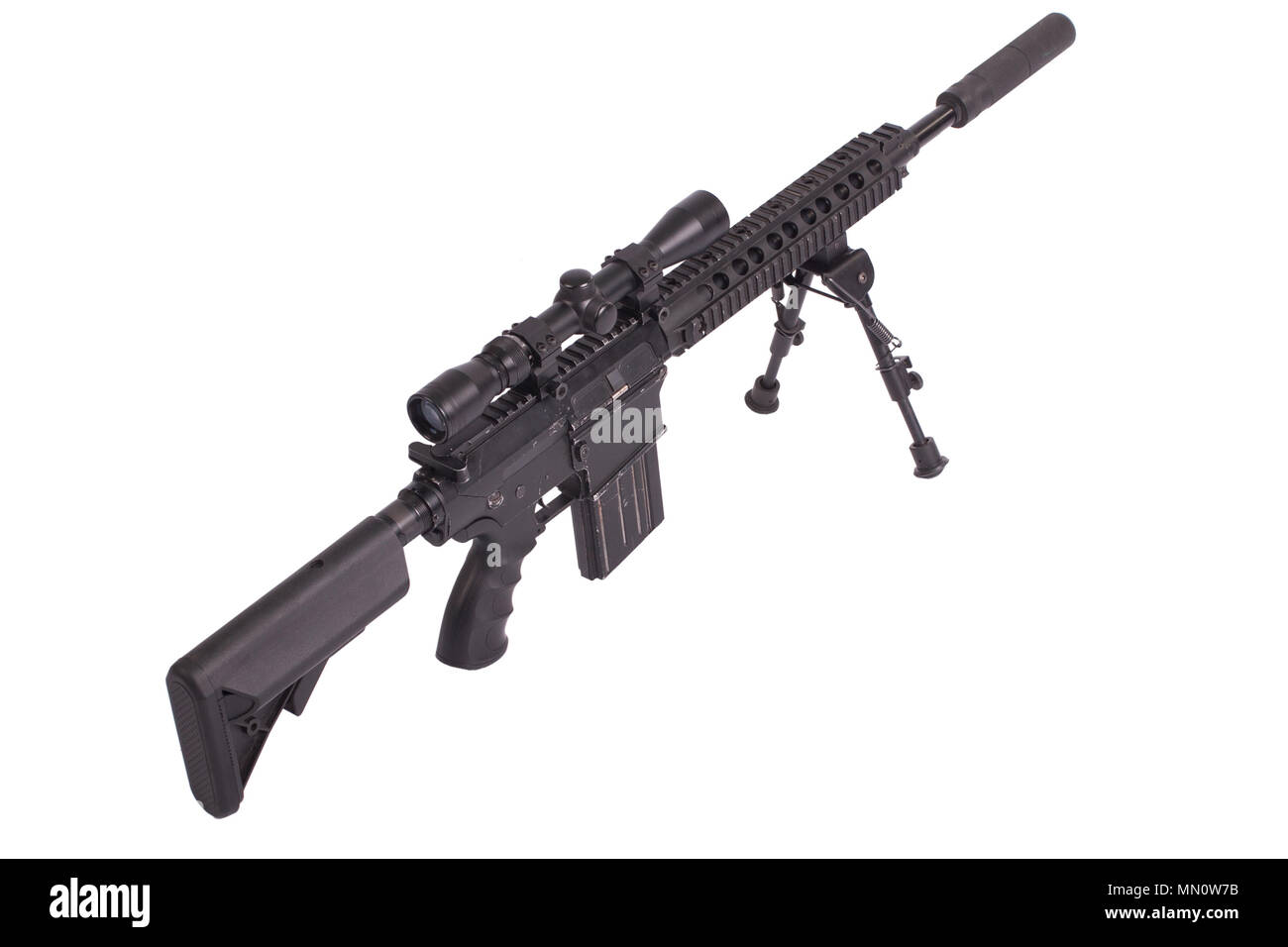 sniper rifle with bipod isolated on a white background Stock Photo - Alamy