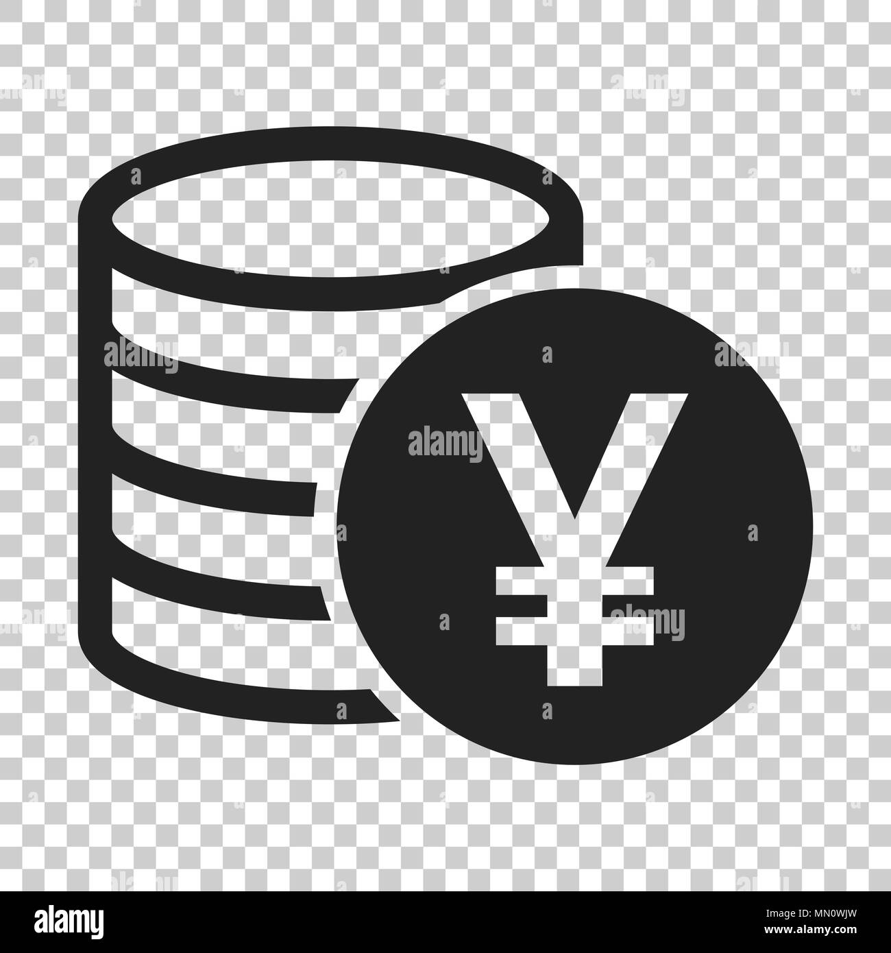 Yen, yuan money currency vector icon in flat style. Yen coin symbol ...