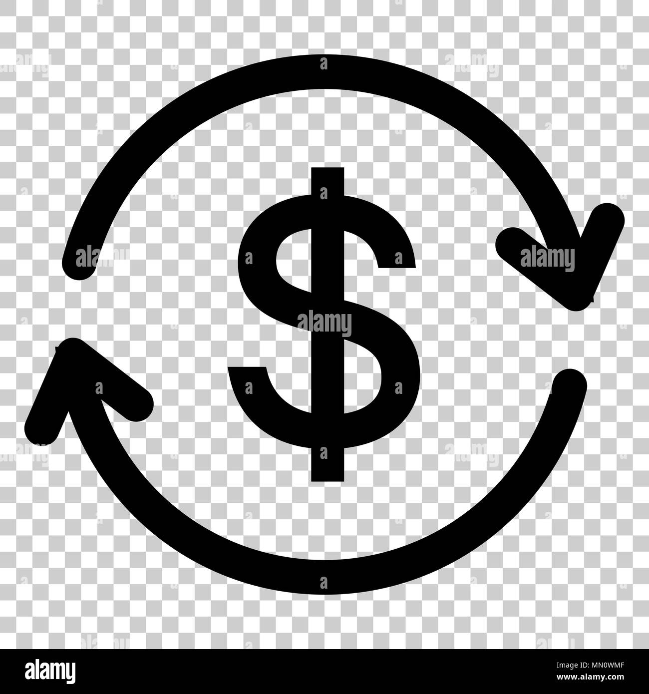 Money Dollar With Arrow Icon In Flat Style Exchange Rate - 