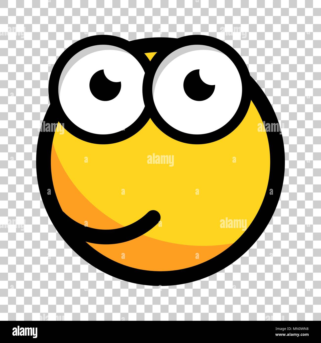 Cartoon face icon in flat style. Smiley face illustration on isolated transparent background. Comic emotion smiley business concept. Stock Vector
