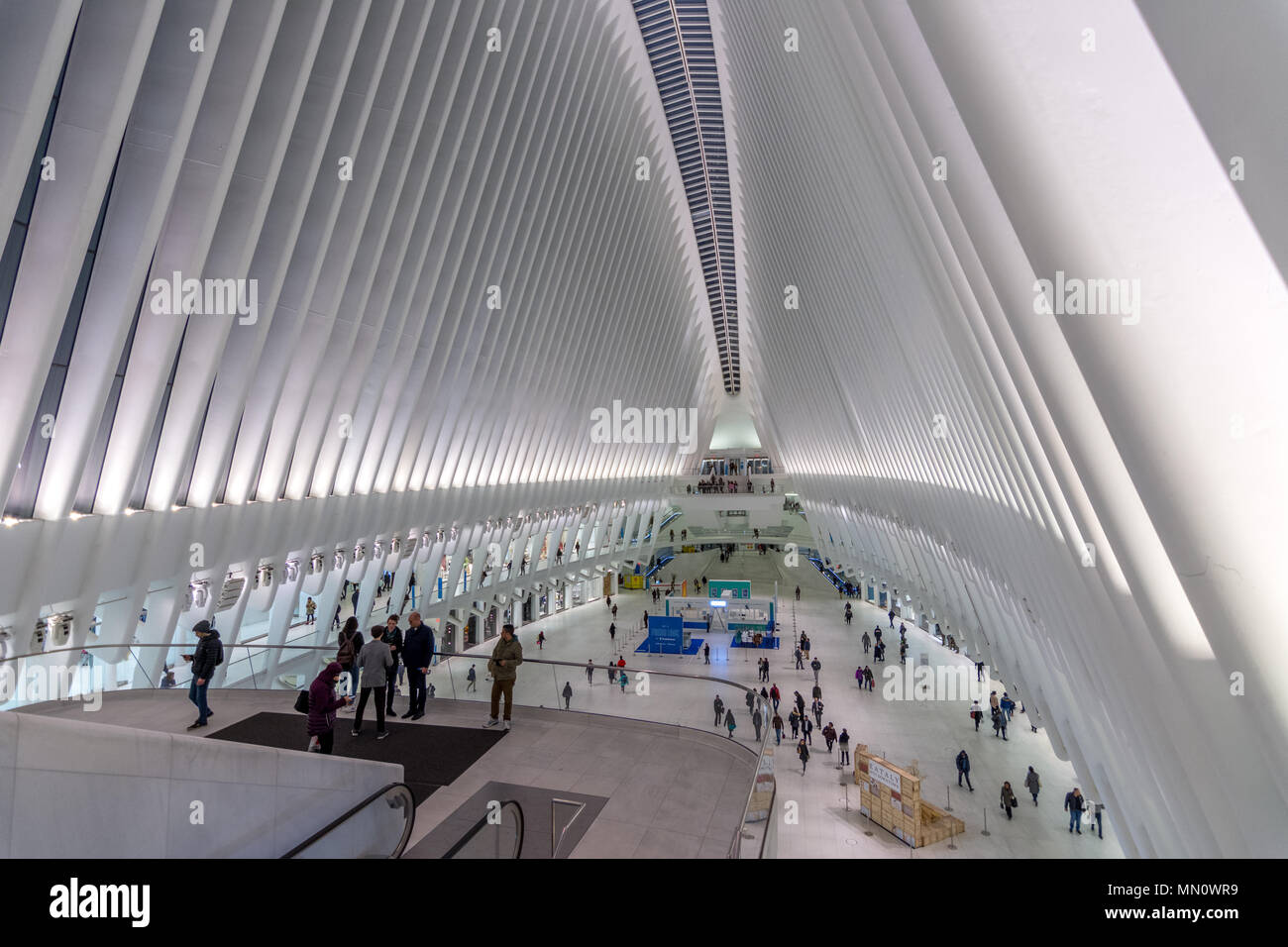New York, US - March 29, 2018:  The famous Westfield shopping mall at world trade center in New York City Stock Photo