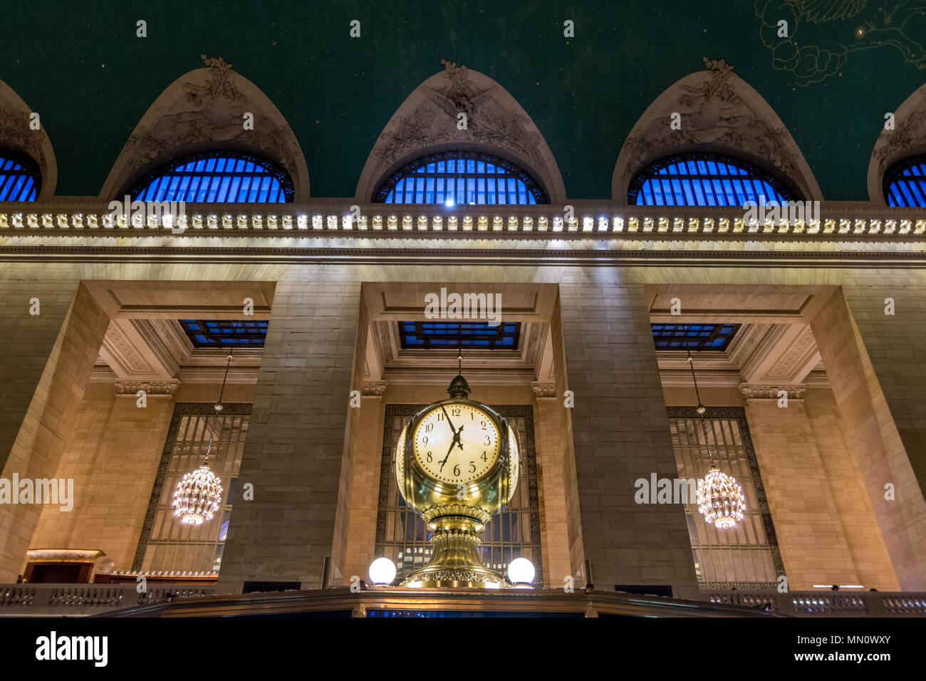 New York, US - March 28, 2018:  The famous clock in the main hall of at the iconic Central Station in New York Stock Photo