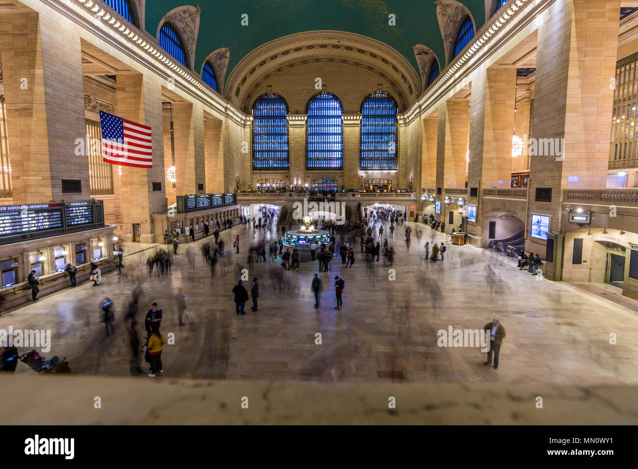 New York, US - March 28, 2018: Commuters and tourists during rush hour at the iconic Central Station in New York Stock Photo
