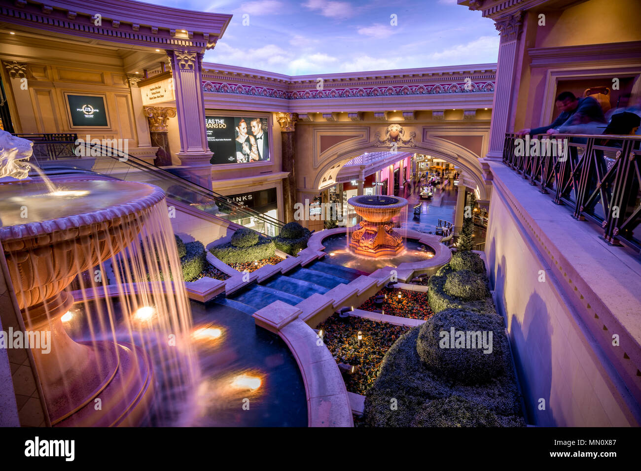 Las Vegas, US - April 28, 2018: The interior of the famous Forum shops in Ceasars palace hotel in Las Vegas Stock Photo
