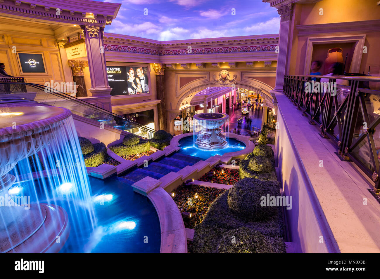 Las Vegas, US - April 28, 2018: The interior of the famous Forum shops in Ceasars palace hotel in Las Vegas Stock Photo