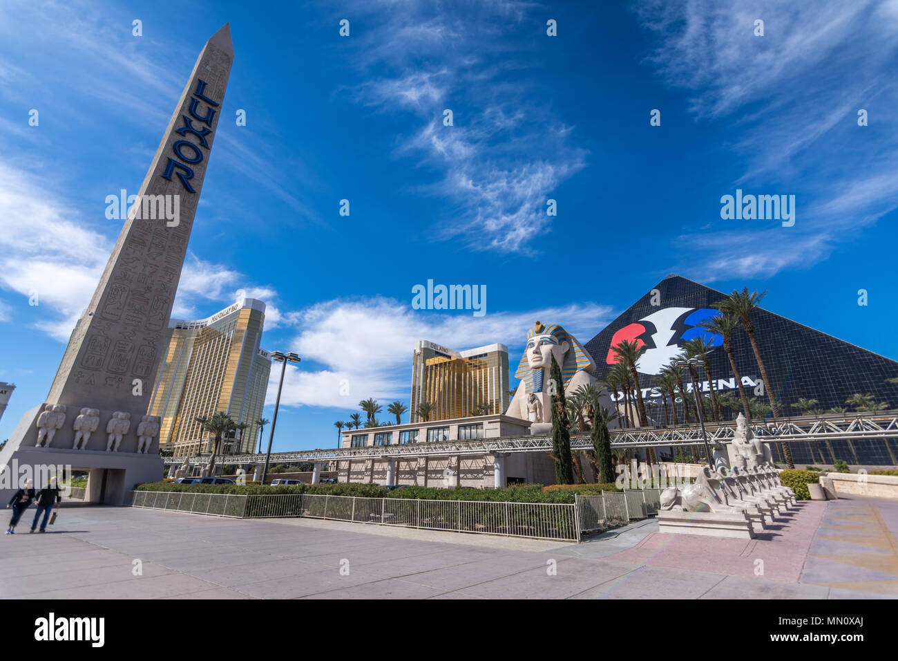 Las Vegas, US - April 28, 2018: The famous Luxor pyramid hotel in Las vegas as seen on a sunny day Stock Photo