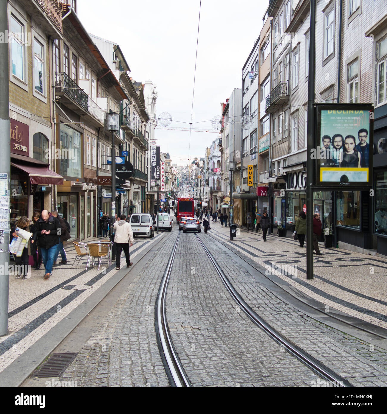 Looking down Rua de Santa Catarina, Porto, Portugal Stock Photo