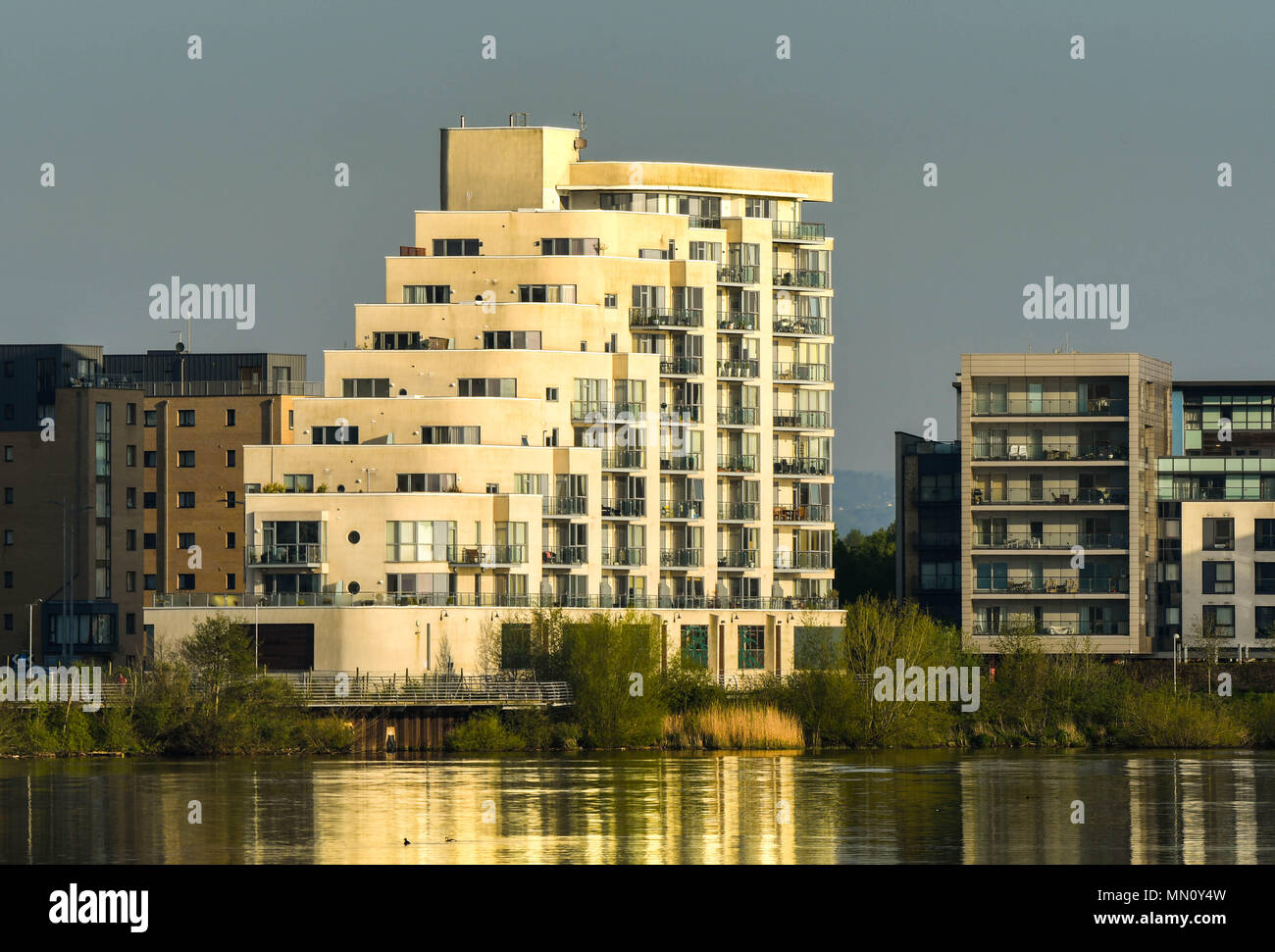 Modern apartments overlooking Cardiff Bay. New homes were part of the