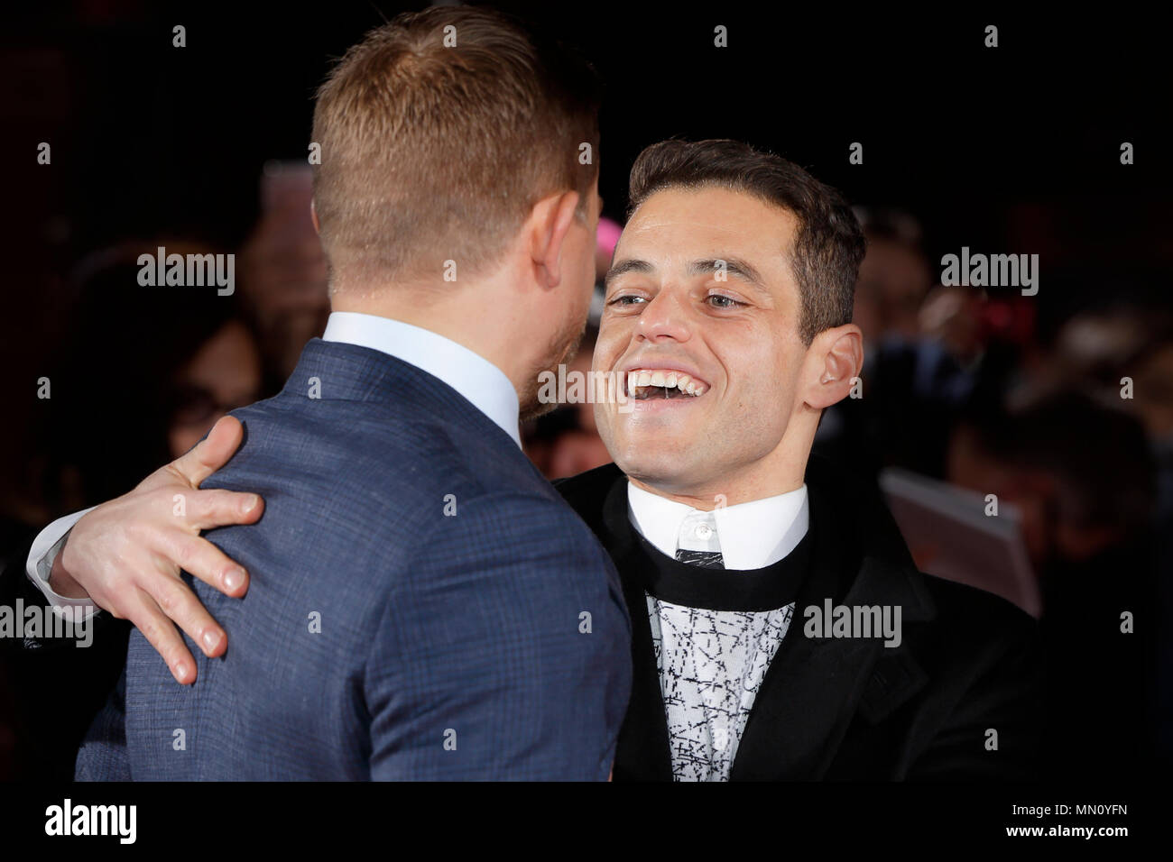 LONDON, ENGLAND - FEBRUARY 16: Rami Malek embraces Charlie Hunnam at The  Lost City of Z UK premiere on February 16, 2017 in London, United Kingdom  Stock Photo - Alamy