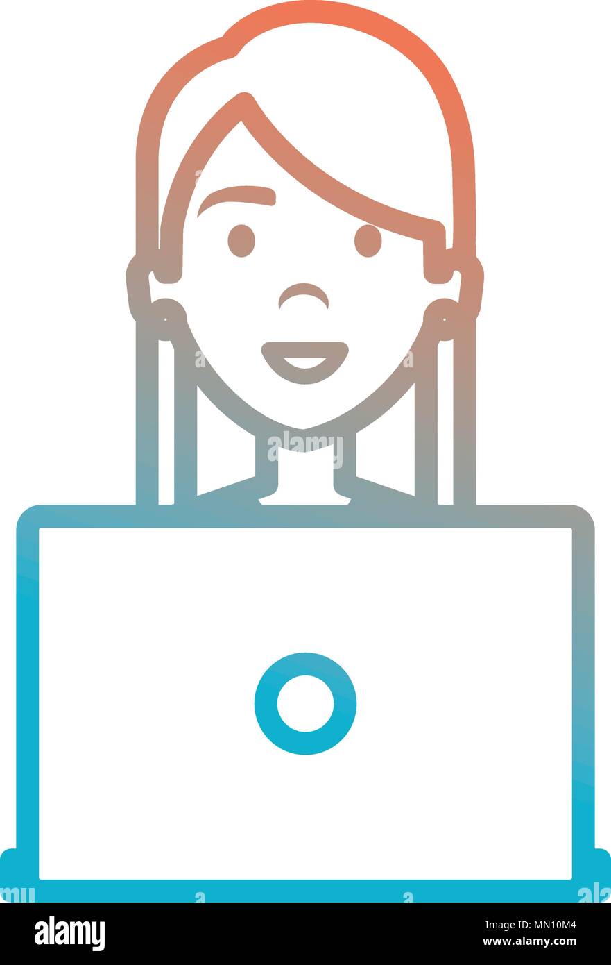 beautiful woman with laptop avatar character Stock Vector Image & Art ...