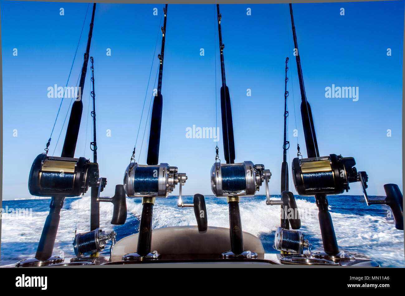 Picture of angler´s equipment for sport fishing at the Caribbean Stock Photo