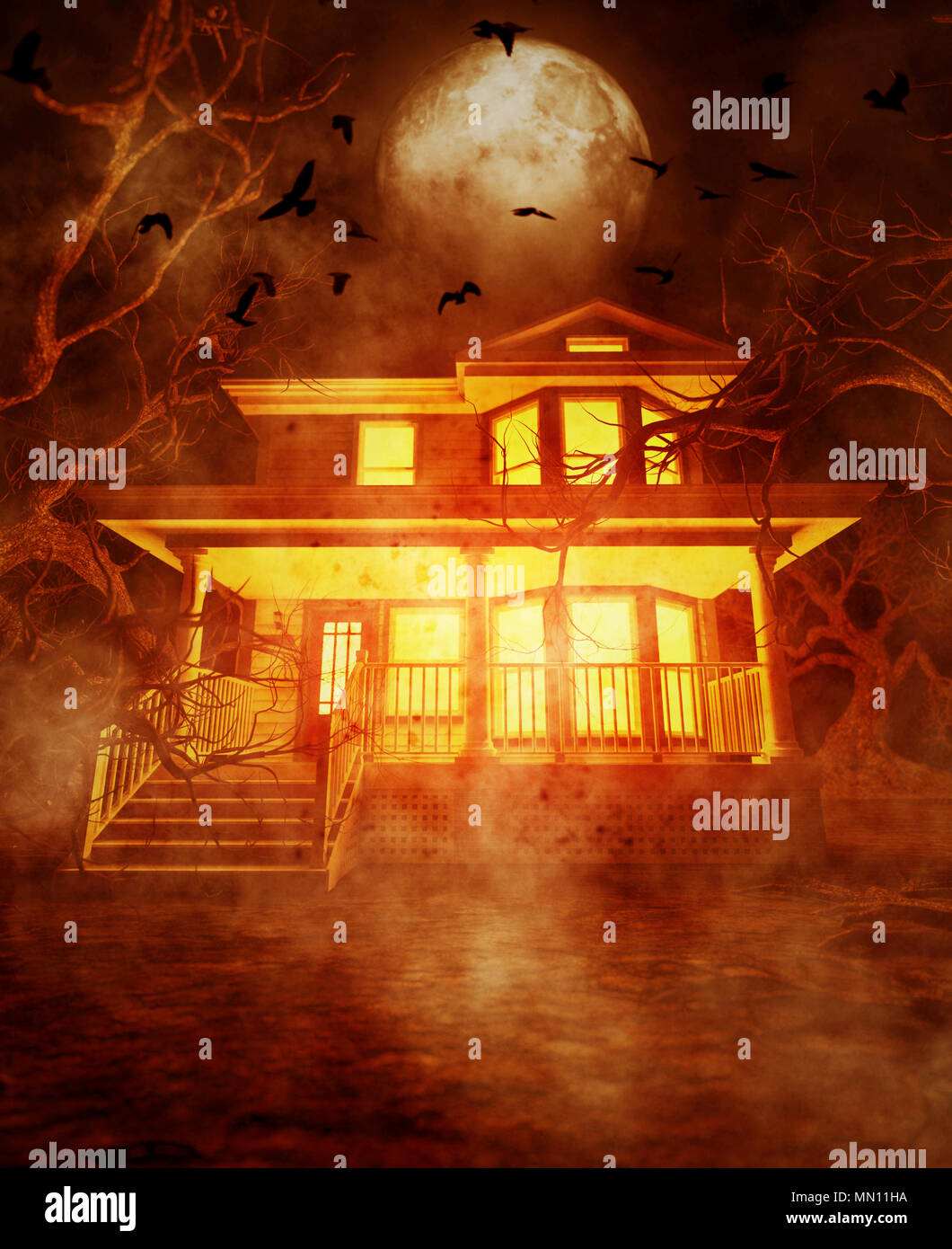Haunted house,3d illustration Stock Photo - Alamy