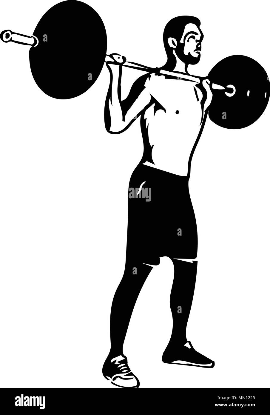 weightlift workout at the gym with barbell vector illustration Stock ...