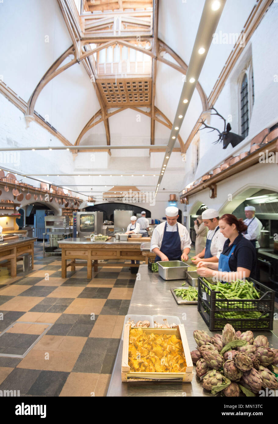 The royal kitchen at Windsor Castle where preparations are underway for