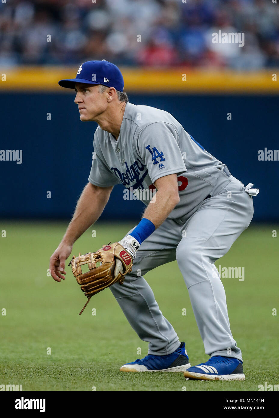 Chase Utley. Baseball action during the Los Angeles Dodgers game against  San Diego Padres, the second game of the Major League Baseball Series in  Mexico, held at the Sultans Stadium in Monterrey,