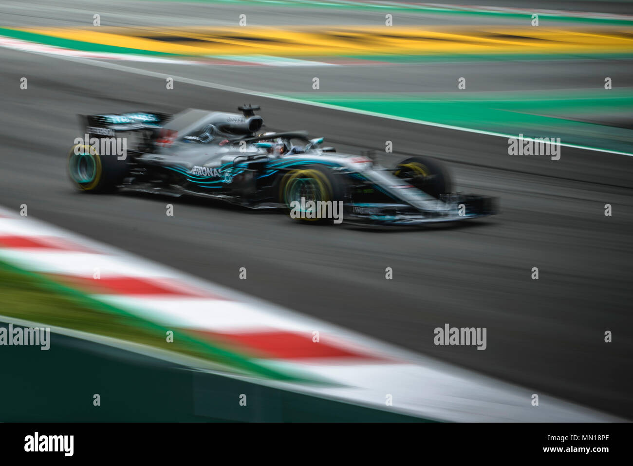 Barcelona, Spain. 13 May, 2018:  LEWIS HAMILTON (GBR) drives during the Spanish GP at Circuit de Barcelona - Catalunya in his Mercedes W09 EQ Power + Credit: Matthias Oesterle/Alamy Live News Stock Photo