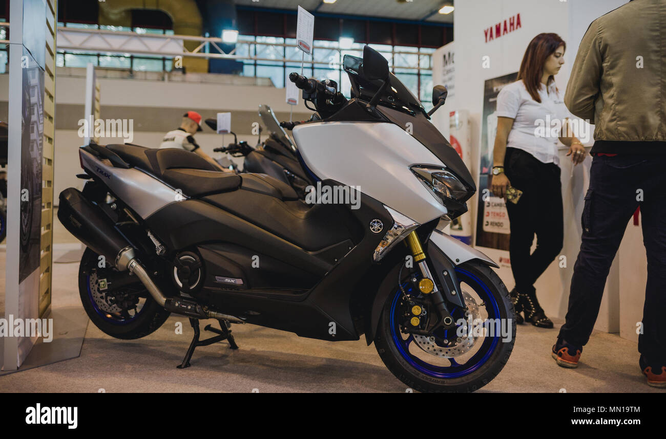 Naples, Campania, Italy. 11th May, 2018. New Yamaha TMAX 530 exhibited  during the Motor Experience, Naples International Auto and Motorcycle  exhibition. Credit: Ernesto Vicinanza/SOPA Images/ZUMA Wire/Alamy Live News  Stock Photo - Alamy