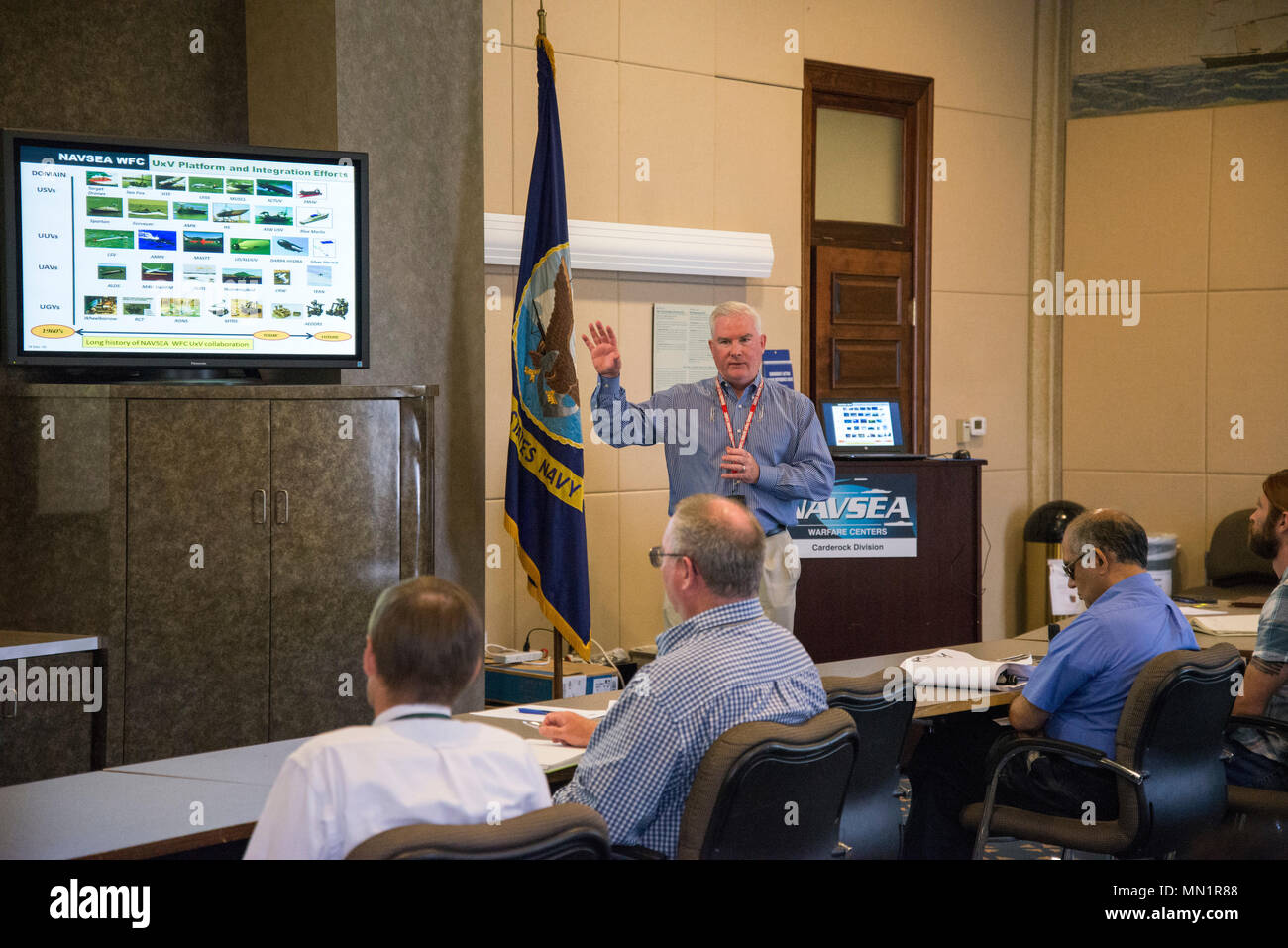 Reid Mcallister Naval Surface Warfare Center Carderock Division S Director Of Unmanned Vehicles And Autonomous Systems Discusses High Velocity Learning During A Brown Bag At Carderock S West Bethesda Md Headquarters Aug 9 2017 Carderock