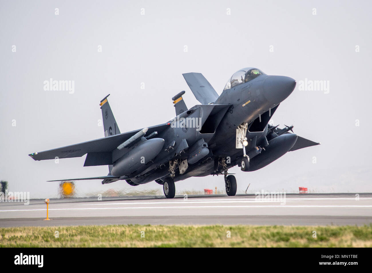 An F 15 Strike Eagle From Seymour Johnson Air Force Base North Carolina Touches Down At Hill Afb Aug 7 The F 15 Completed A Sortie During Combat Hammer An Evaluation Exercise Which Tests