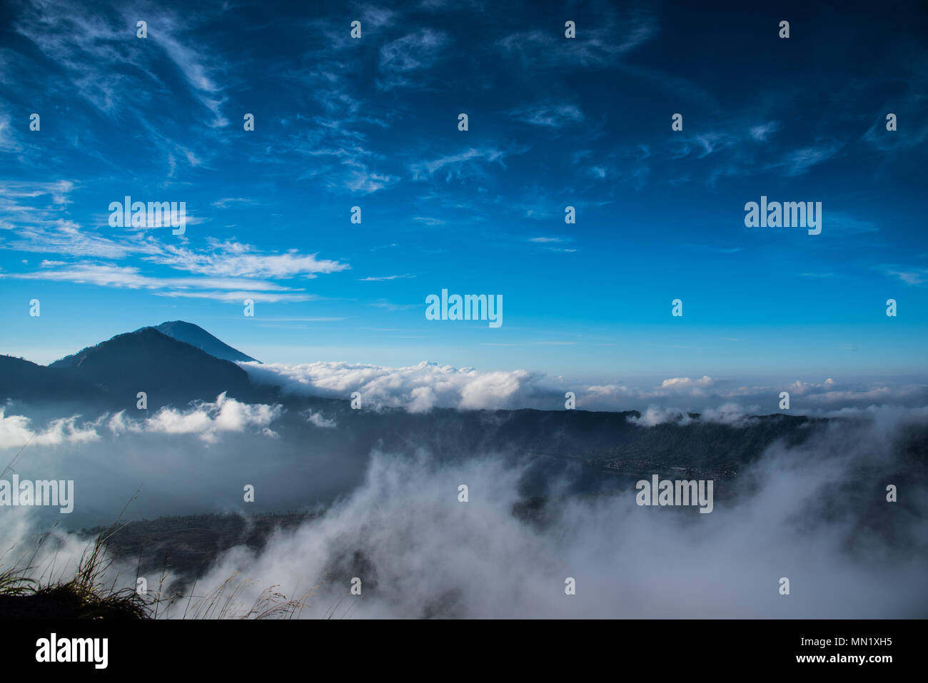 The sunrise view on the top of Mount Batur - Bali - Indonesia Stock ...