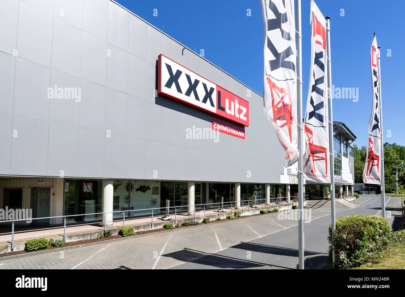 XXXLutz furniture store in Freudenberg, Germany. Austria based XXXLutz is the second largest furniture retailer in the world. Stock Photo