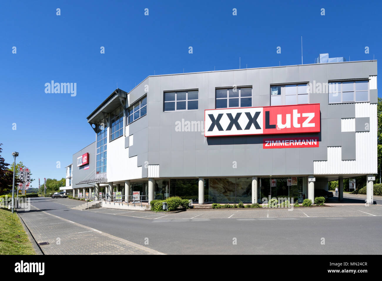 XXXLutz furniture store in Freudenberg, Germany. Austria based XXXLutz is the second largest furniture retailer in the world. Stock Photo