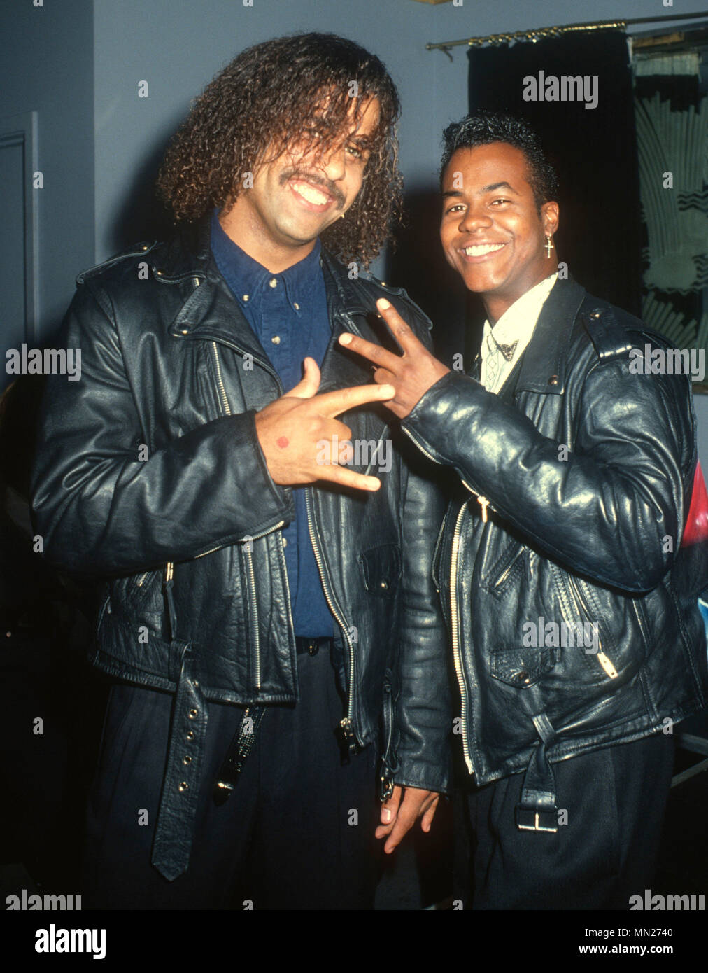 LOS ANGELES, CA - JULY 24: (L-R) Lou Rawls Jr. and Marvin Gaye Jr. attend Creem Magazine party on July 24, 1990 in Los Angeles, California. Photo by Barry King/Alamy Stock Photo Stock Photo