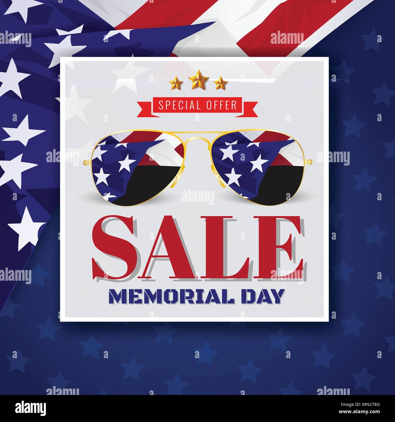 Memorial Day Sale Promotion Banner Background Design. Vector