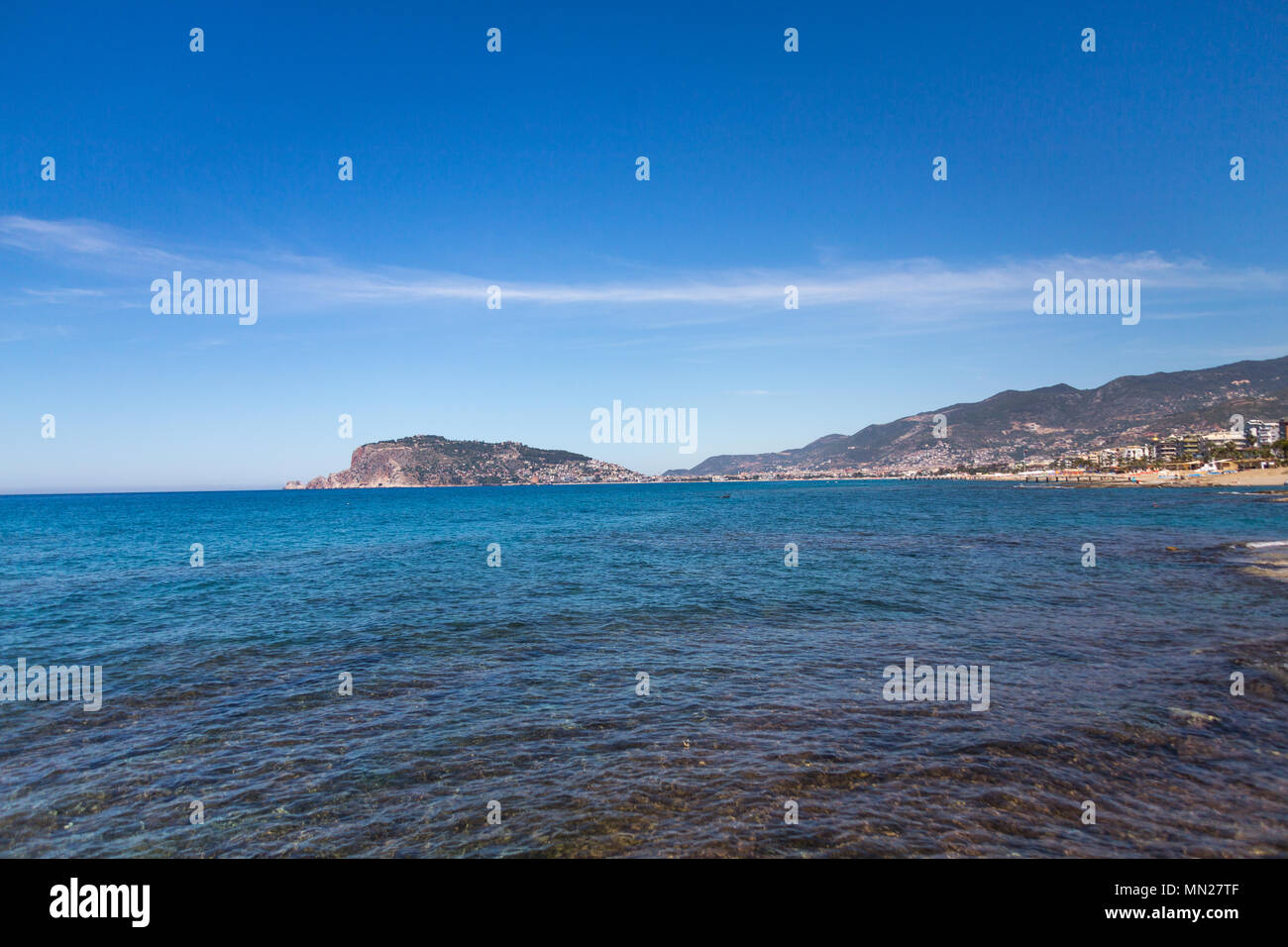 Seascape With A Coastal Town Alanya In Turkey With A Crystal Clear