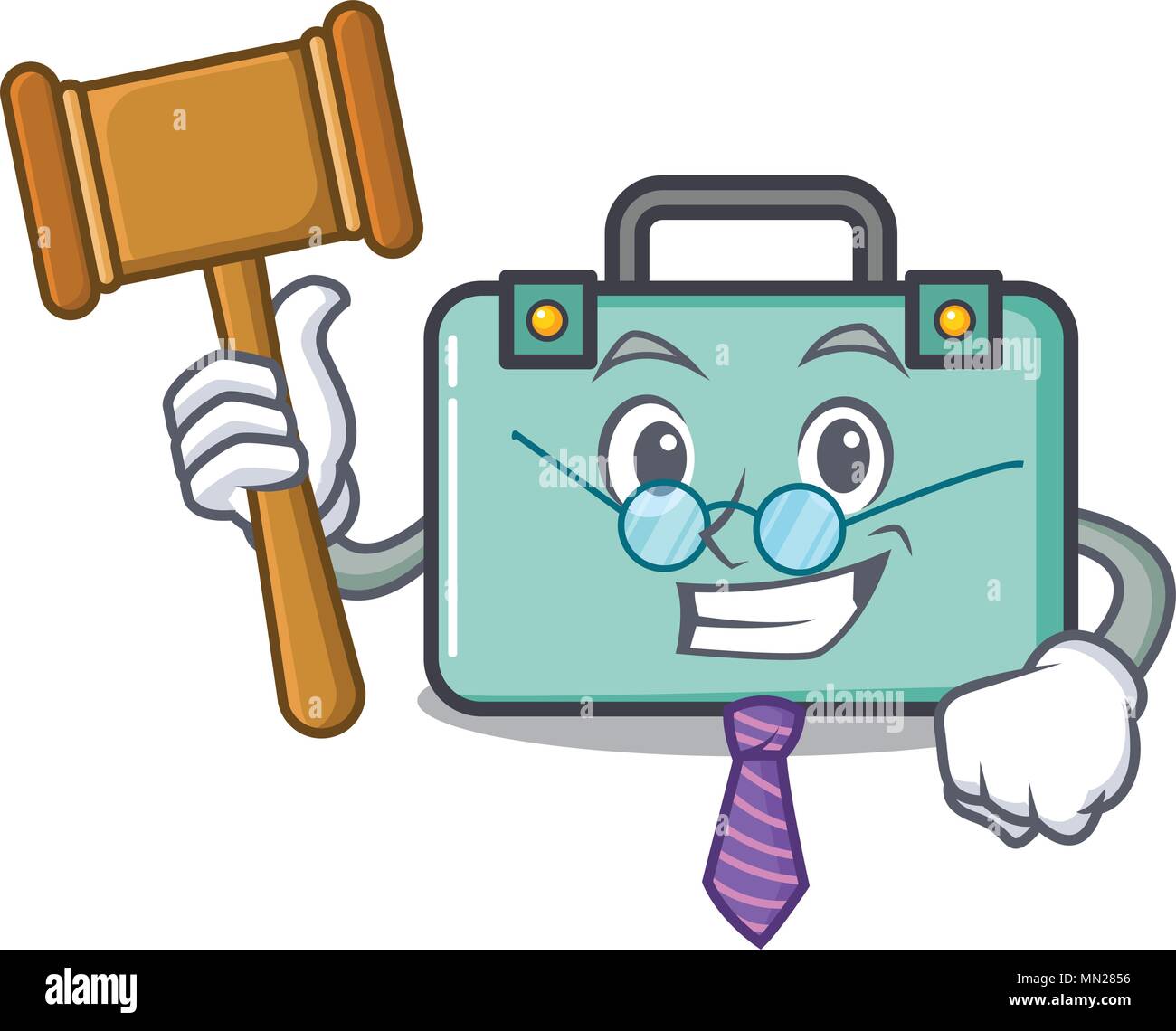 Judge suitcase mascot cartoon style Stock Vector