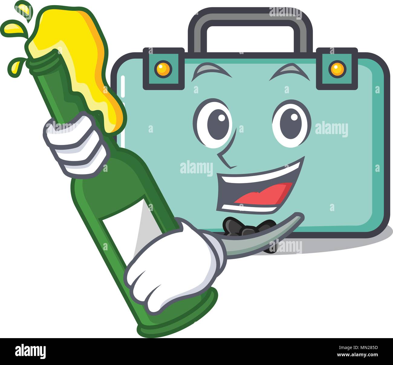 With beer suitcase mascot cartoon style Stock Vector