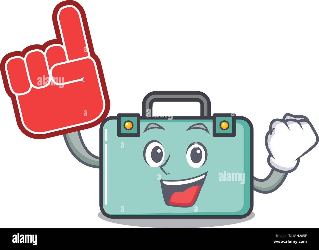 Foam Finger Suitcase Mascot Cartoon Style Stock Vector Image And Art Alamy