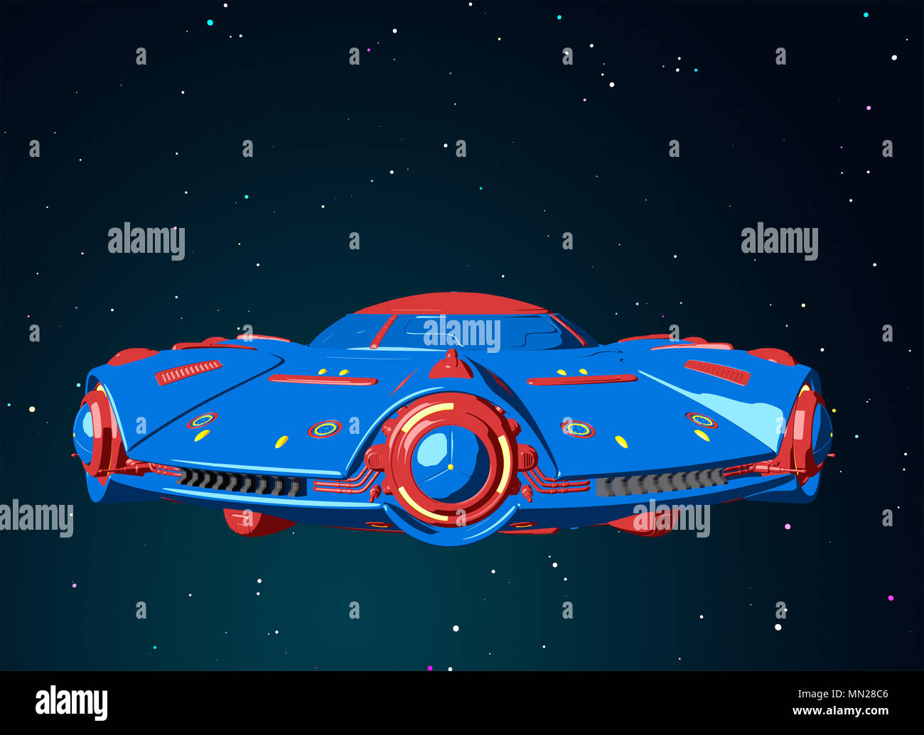 Cartoon UFO flying in the space. 3D illustration Stock Photo - Alamy