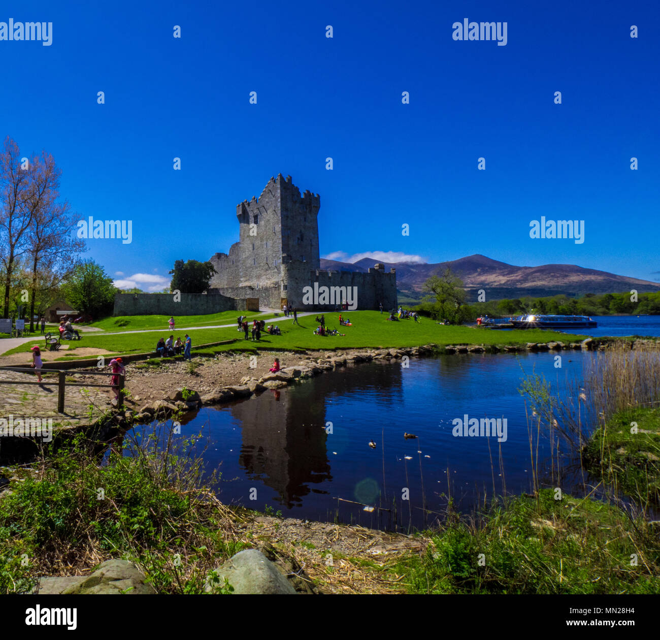 Ross Castle on a beautiful day Killarney National Park Stock Photo