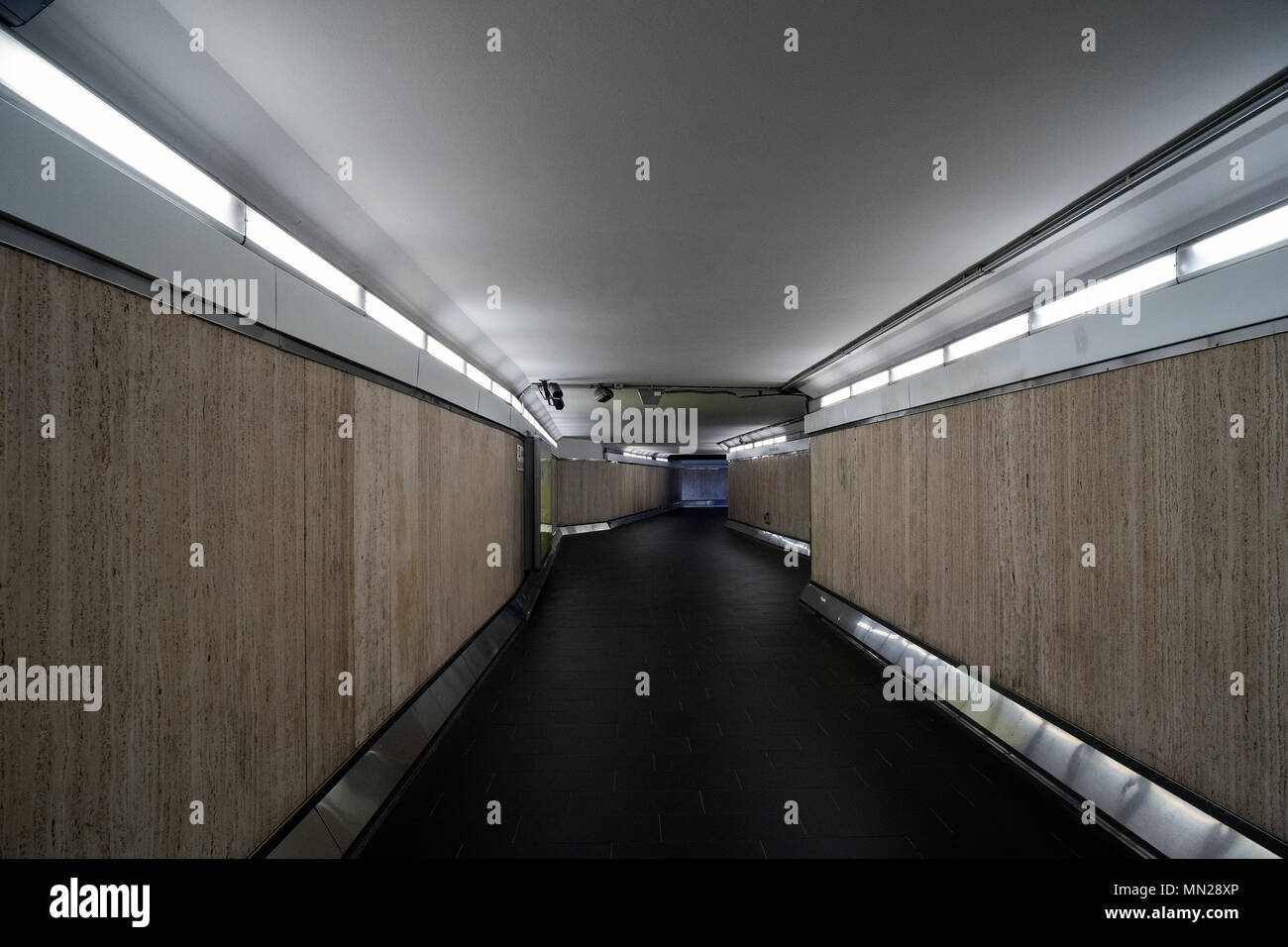 Rome, subway tunnel, Italy: a deserted gallery of the Rome subway Stock Photo