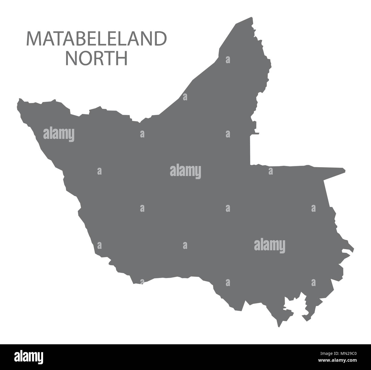 Matabeleland North map of Zimbabwe grey illustration shape Stock Vector