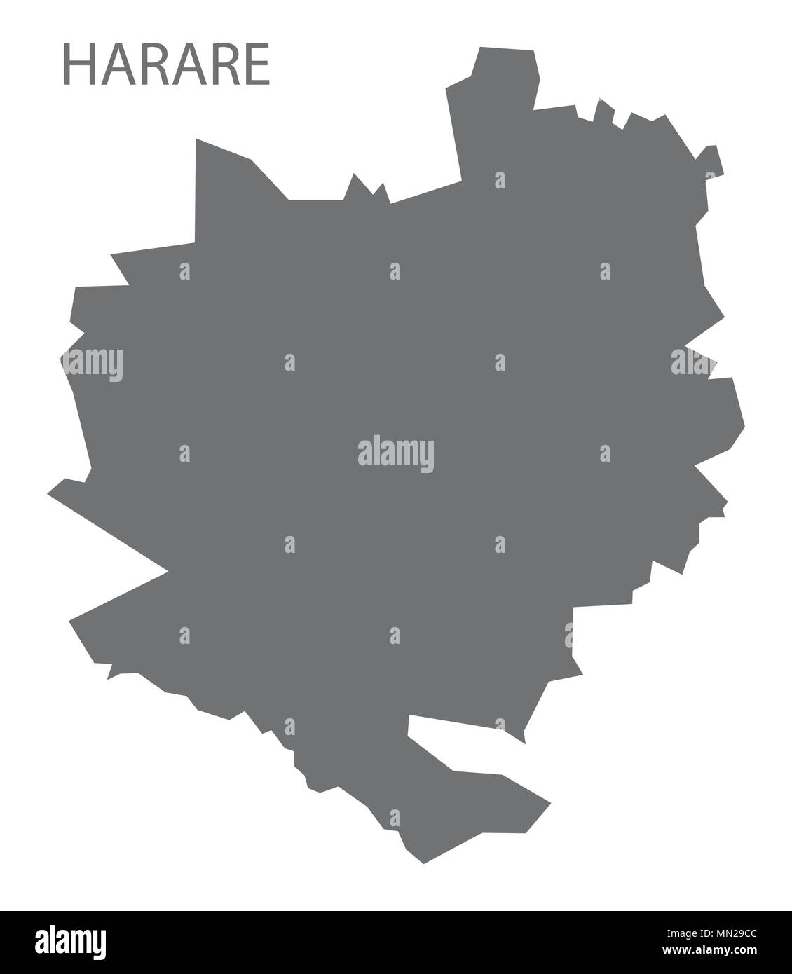 Harare map of Zimbabwe grey illustration shape Stock Vector Image & Art