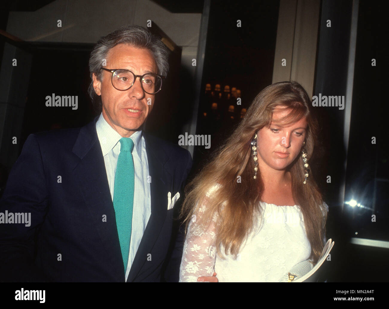 CENTURY CITY, CA  - JULY 28: (L-R) Director Peter Bogdanovich and wife Louise Stratten attend Golden Boot Awards on July 28, 1990 at the Century Plaza Hotel in Century City, California. Photo by Barry King/Alamy Stock Photo Stock Photo