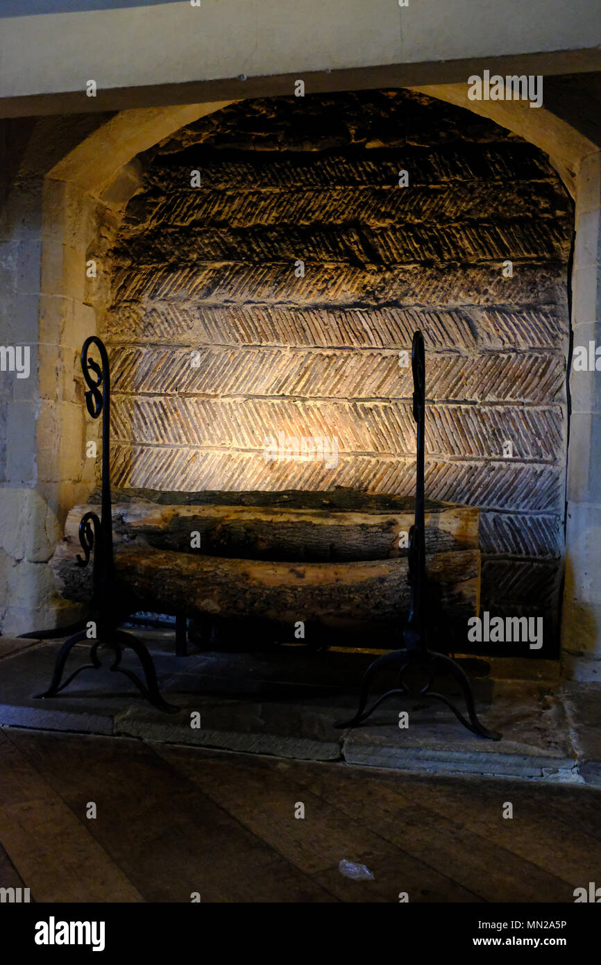 The Tower of London - Fireplace inside the Medieval Palace Stock Photo