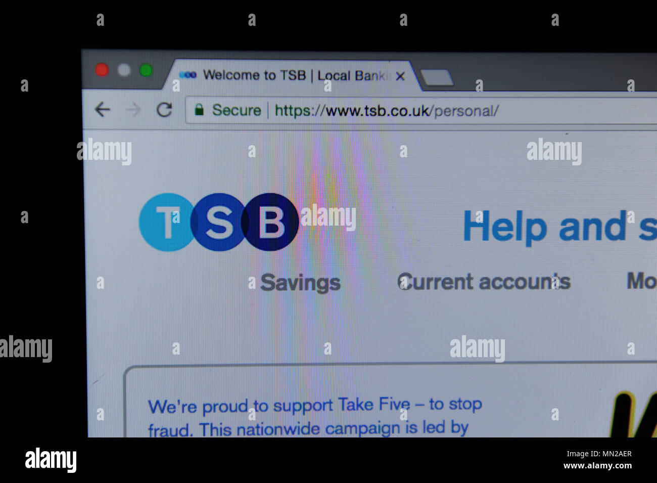TSB website on a computer Stock Photo