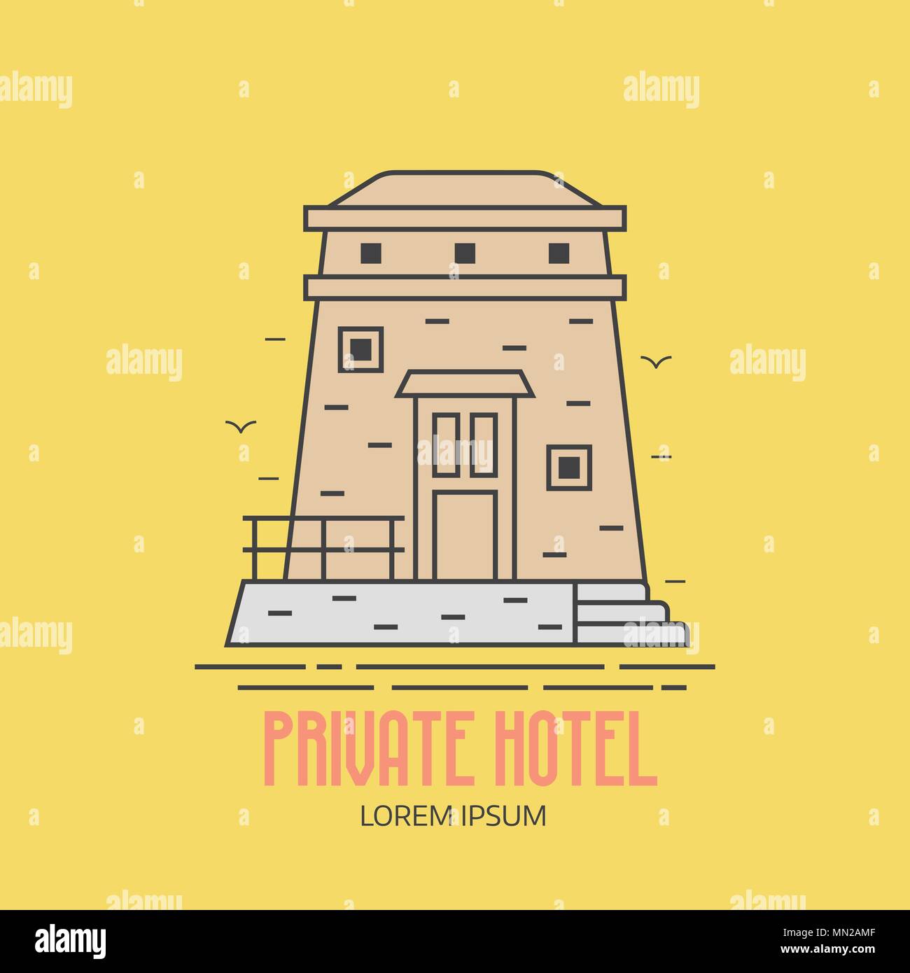 Seaside Hotel Logotype Stock Vector