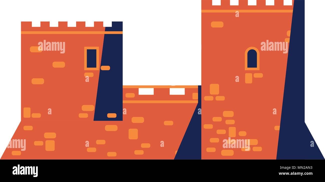 Medieval Mediterranean Castle or Fortress Icon Stock Vector