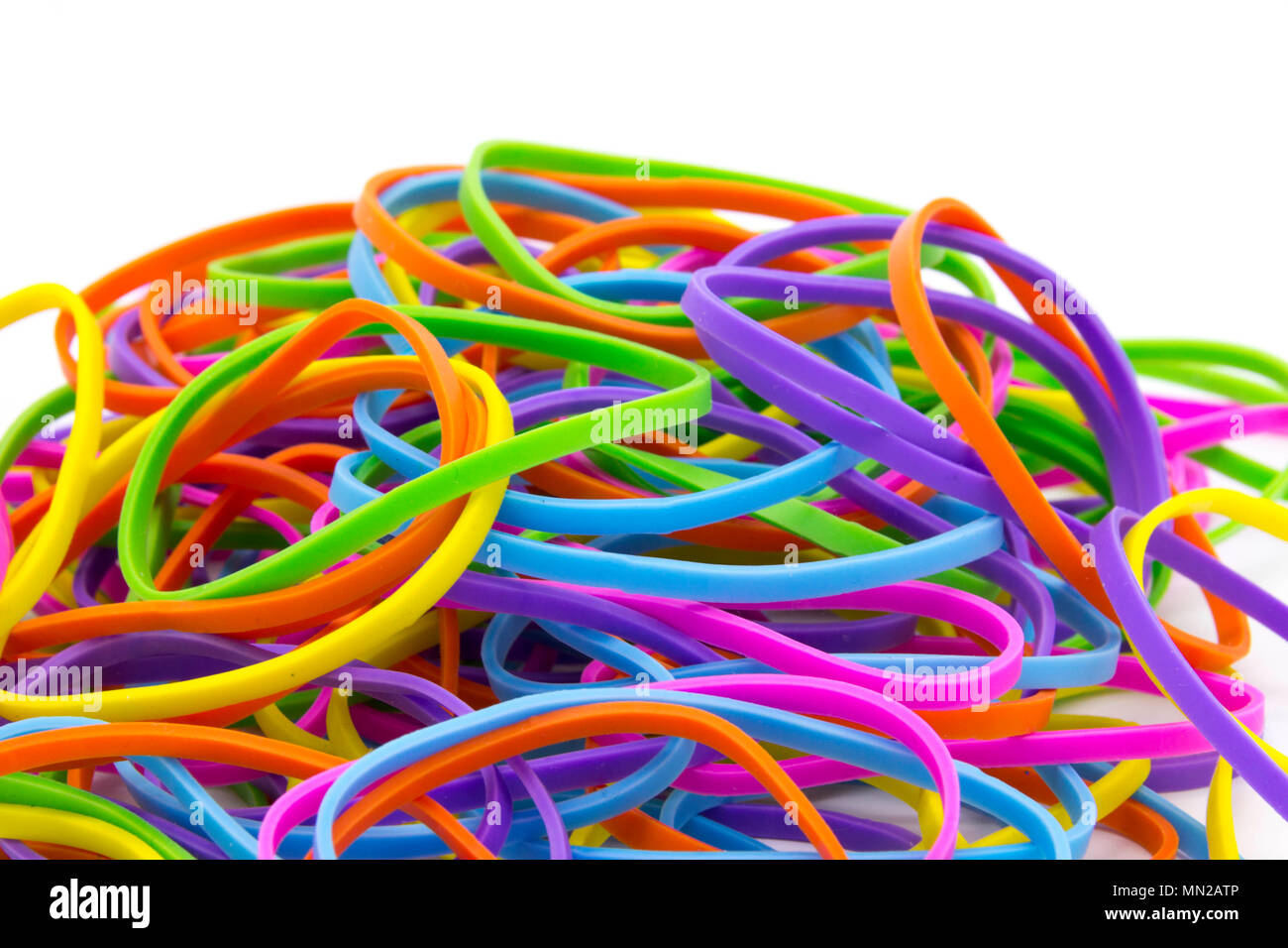 Colorful neon elastic / rubber bands Stock Photo Alamy