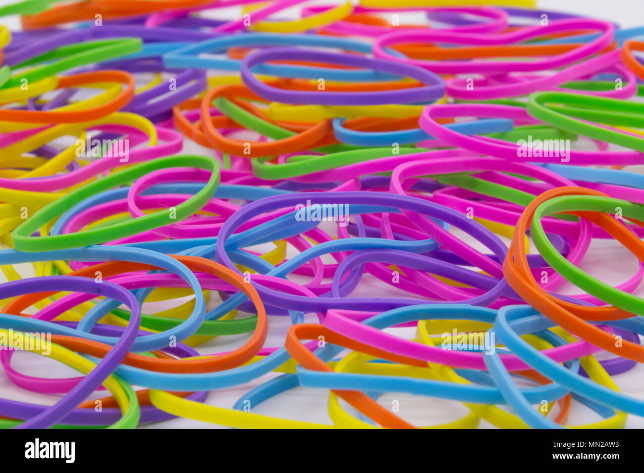 Colorful neon elastic / rubber bands Stock Photo Alamy